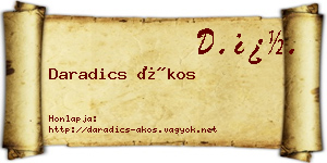 Daradics Ákos névjegykártya